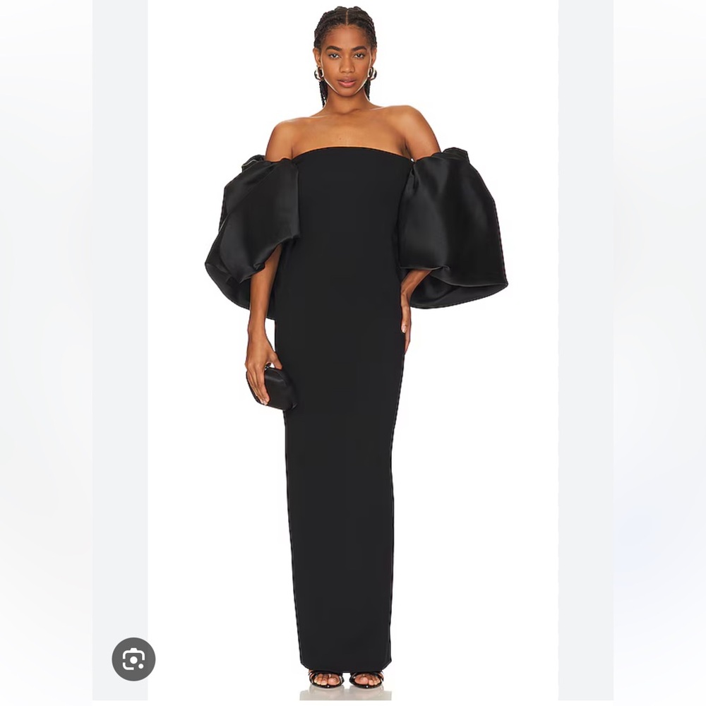 Solace London Strapless Black Gown - Picture 3 of 10
